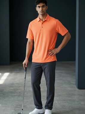 PGA TOUR Airflux Performance Polo Shirt – Neon Orange – Size S – NWT